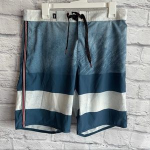 VANS SWIM TRUNKS BATHING SUIT BLACK BLUE SZ 32
